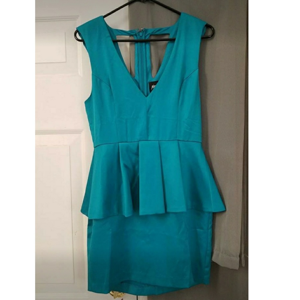 NWOT NastyGal teal Peplum cocktail dress
